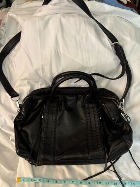 Rebecca Minkoff Black Leather Satchel with Braided Detail